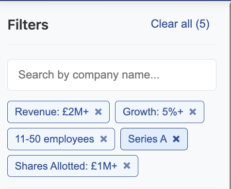 Investor sourcing interface