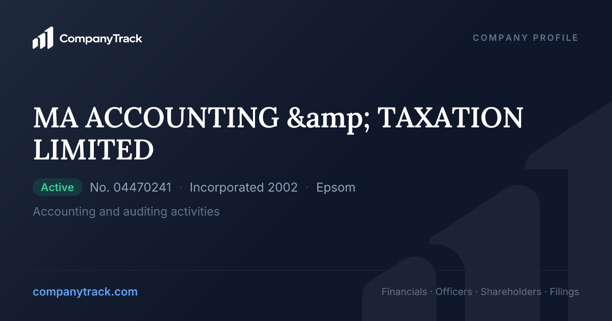 MA ACCOUNTING & TAXATION LIMITED - Profile & Financials
