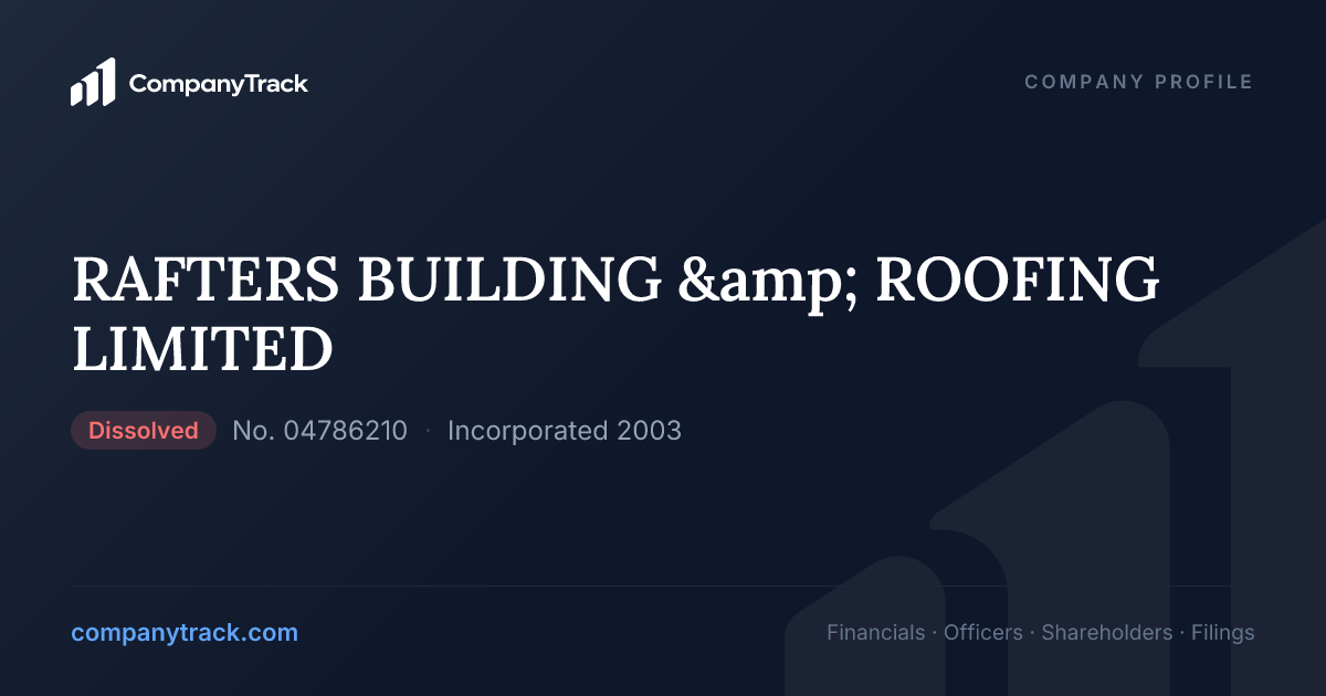 RAFTERS BUILDING & ROOFING LIMITED - Profile & Financials