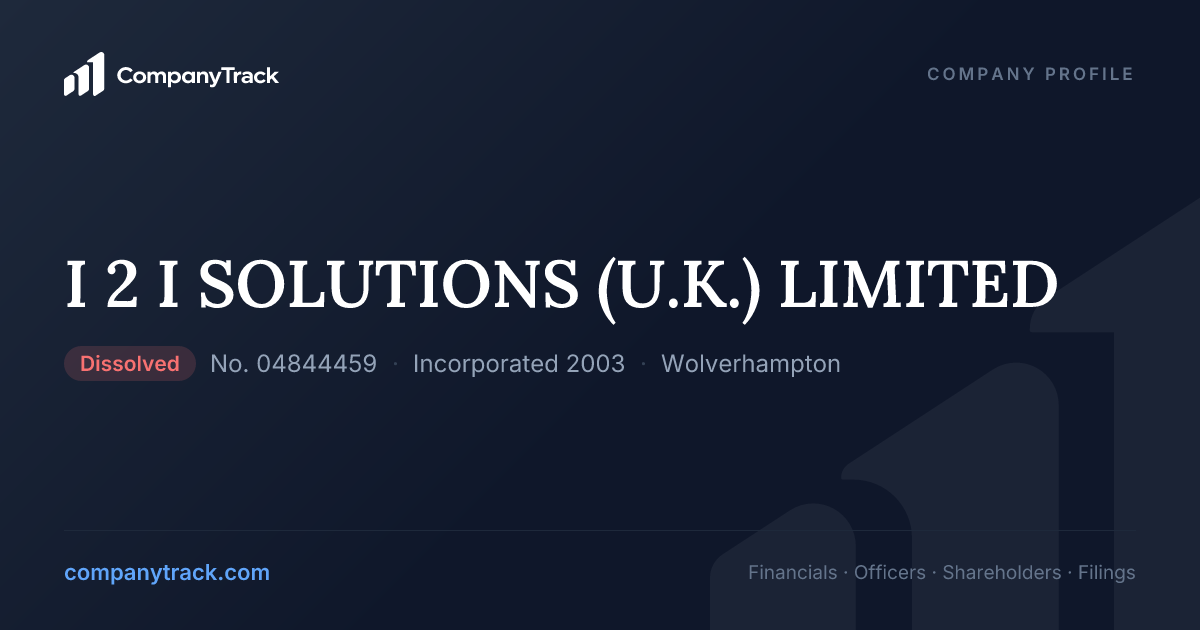 I 2 I SOLUTIONS (U.K.) LIMITED - Profile & Financials